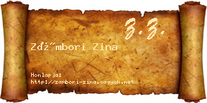 Zámbori Zina névjegykártya